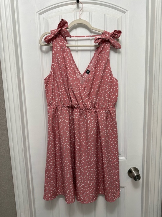 SHEIN Dresses & Skirts - Shein Curve Pink Polka Dot Hearts Sleeveless  Mini Dress W/ Ties 2XL (34-4)